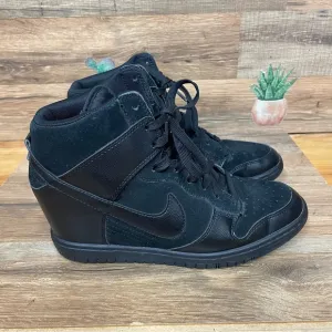 Nike Dunk Sky Hi Essential Women's hidden wedge sneaker black on black women 8.5