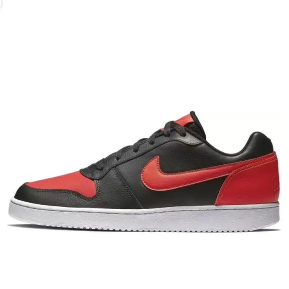 Nike Ebernon Low Men Retro Basketball Shoes Sneakers Black Red Habanero