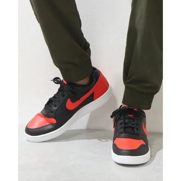 Nike Ebernon Low Men Retro Basketball Shoes Sneakers Black Red Habanero