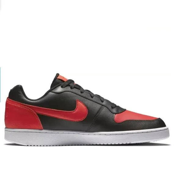 Nike Ebernon Low Men Retro Basketball Shoes Sneakers Black Red Habanero