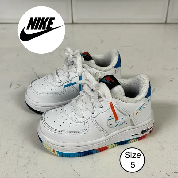 Nike Force 1 LV8 Baby/Toddler 5C Shoes “Swoosh Pack” DM7599-100 Worn 2x’s