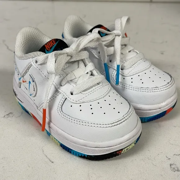 Nike Force 1 LV8 Baby/Toddler 5C Shoes “Swoosh Pack” DM7599-100 Worn 2x’s