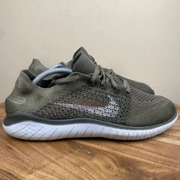 Nike Free RN Flyknit 2018 Mens Cargo Khaki Green Size 8.5 Athletic Running Shoes