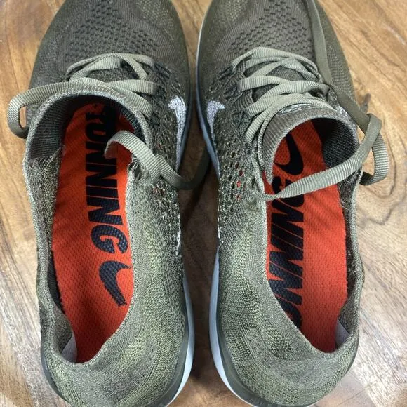 Nike Free RN Flyknit 2018 Mens Cargo Khaki Green Size 8.5 Athletic Running Shoes