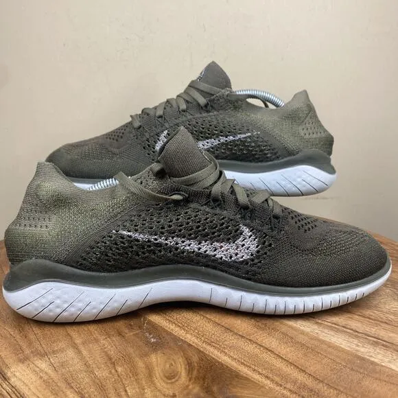Nike Free RN Flyknit 2018 Mens Cargo Khaki Green Size 8.5 Athletic Running Shoes