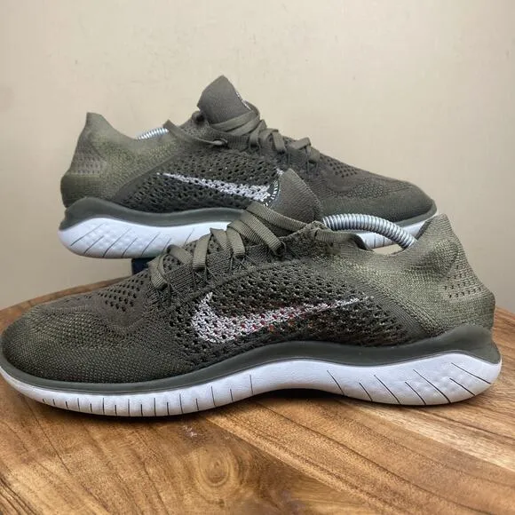 Nike Free RN Flyknit 2018 Mens Cargo Khaki Green Size 8.5 Athletic Running Shoes
