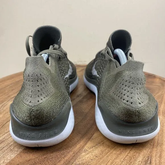Nike Free RN Flyknit 2018 Mens Cargo Khaki Green Size 8.5 Athletic Running Shoes
