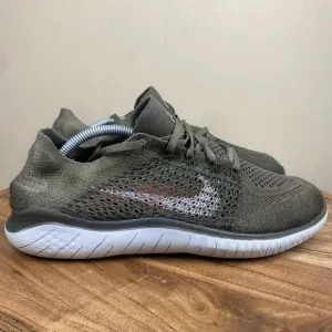 Nike Free RN Flyknit 2018 Mens Cargo Khaki Green Size 8.5 Athletic Running Shoes