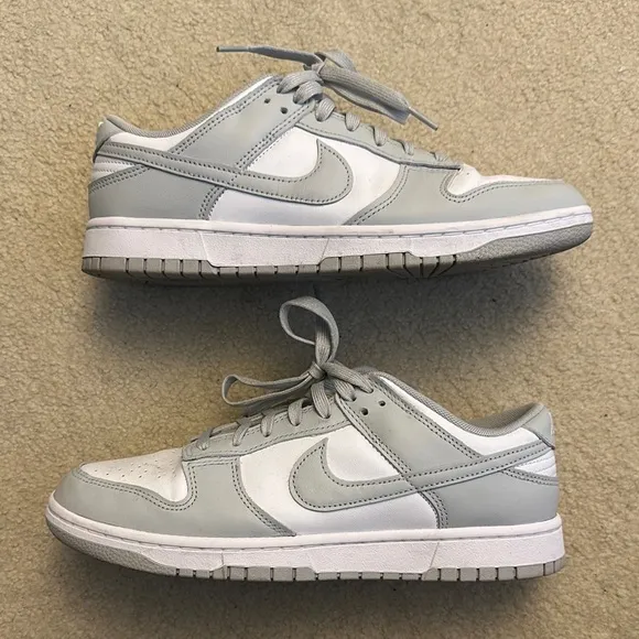 Nike Gray and White Dunk Low Sneakers