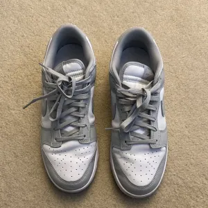 Nike Gray and White Dunk Low Sneakers