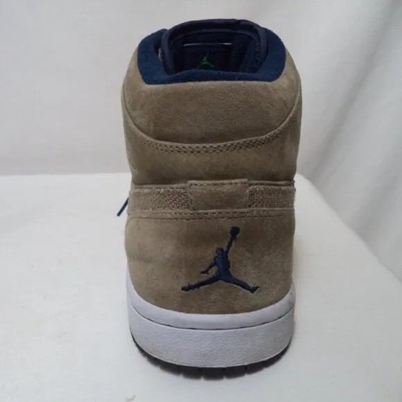 Nike Jordan 1 Retro 2009 Khaki Hyper Verde Midnight 136065-231 Sneakers Sz 11.5