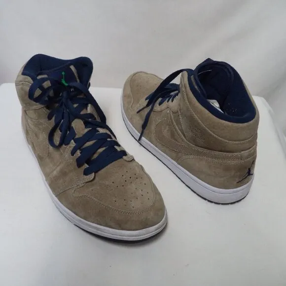 Nike Jordan 1 Retro 2009 Khaki Hyper Verde Midnight 136065-231 Sneakers Sz 11.5