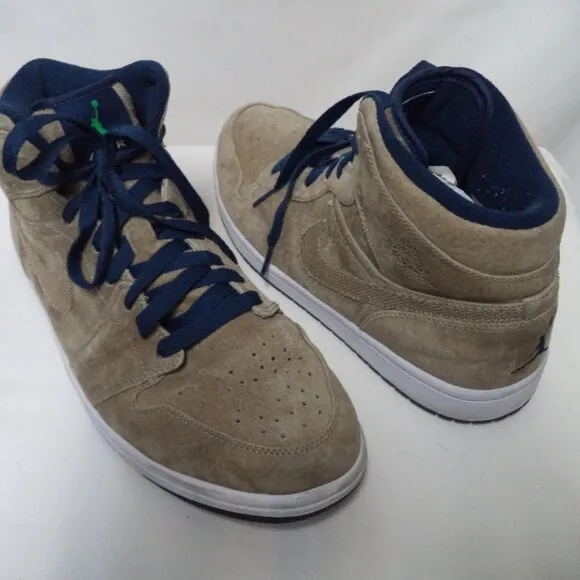 Nike Jordan 1 Retro 2009 Khaki Hyper Verde Midnight 136065-231 Sneakers Sz 11.5