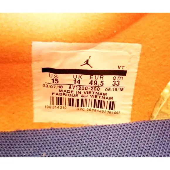 NIKE Jordan 88 Racer Mowabb Sneakers 15 49.5 Birch Bright Mandarin AV1200-200