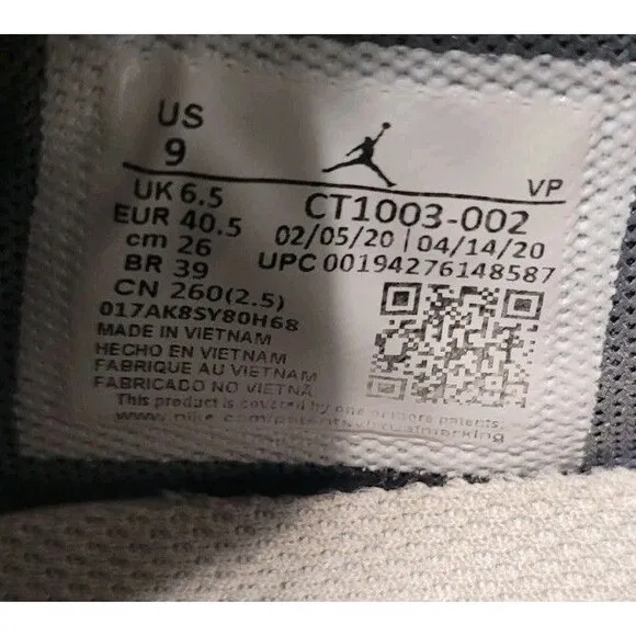 Nike Jordan Delta Grey Fog Iron Smoke Grey CT1003 002 Women's Size 9 /Men's 7.5