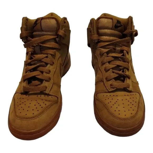 Nike Kids Dunk High Premium GS‎ Flax Sneakers Size 5Y Brown Suede 886070-200
