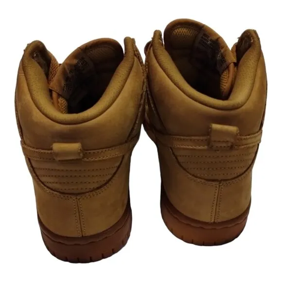 Nike Kids Dunk High Premium GS‎ Flax Sneakers Size 5Y Brown Suede 886070-200