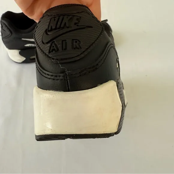 Nike Kids' Grade School Air Max 90 Shoes Black/White/Black Size 3.5