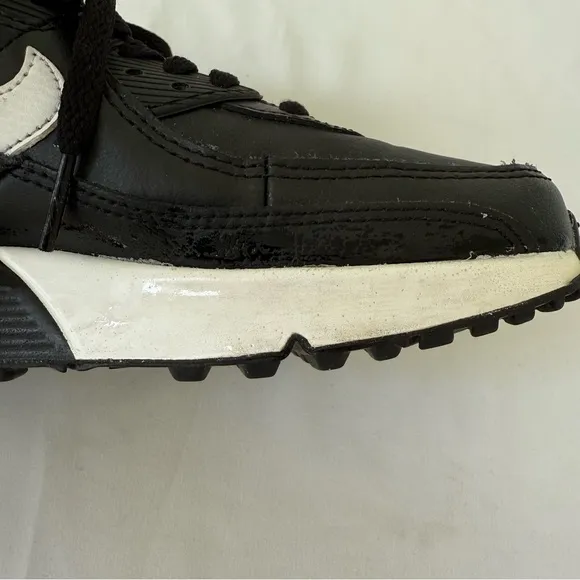 Nike Kids' Grade School Air Max 90 Shoes Black/White/Black Size 3.5