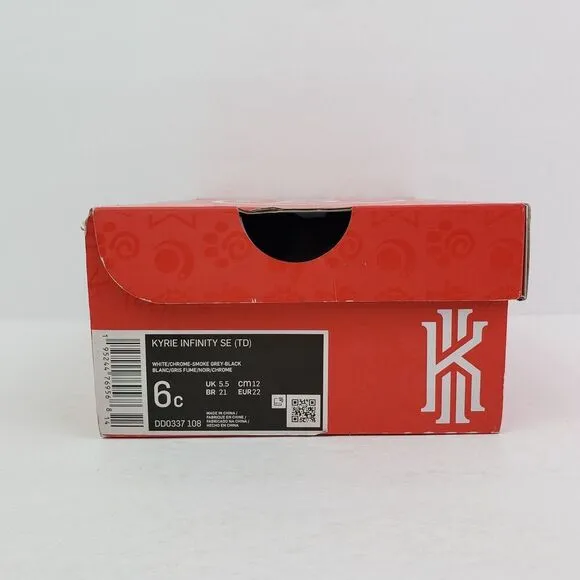 Nike Kyrie Infinity SE TD Toddler Boys Size 6c White Chrome Smoke Grey Shoes