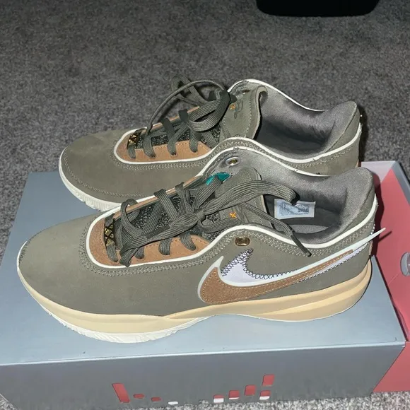Nike LeBron Olive and Tan Sneakers