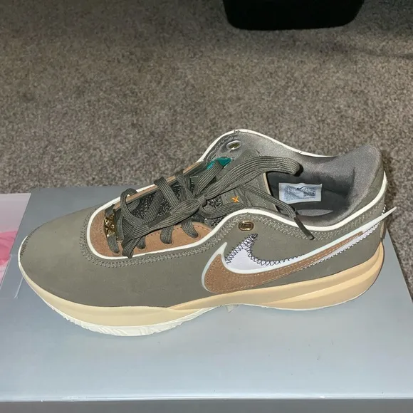 Nike LeBron Olive and Tan Sneakers