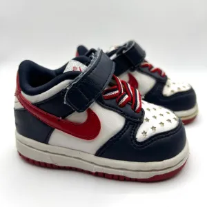 Nike Little Dunk Low Sneakers Shoes Size 3C Toddler USA Stars Red/White/Blue