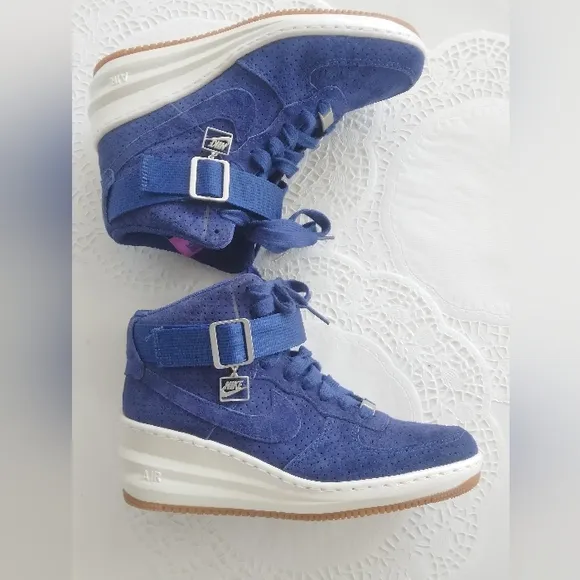 Nike Lunar Force 1 Sky High Royal Blue Perforated Suede Women sneakers
