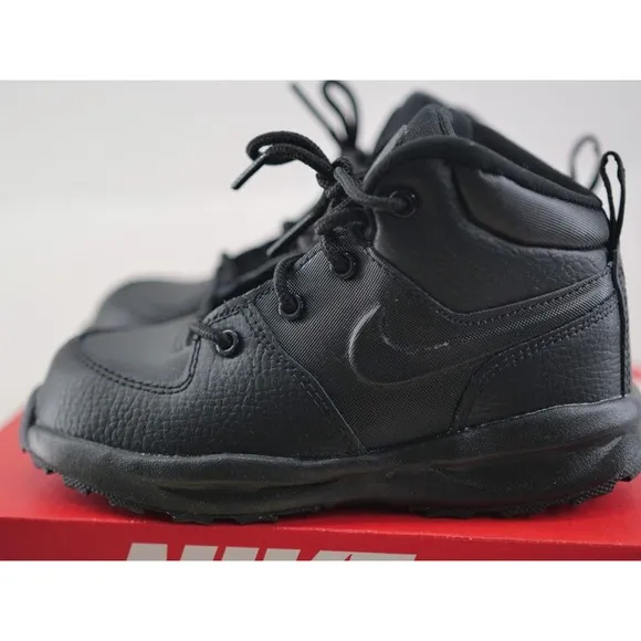 Nike Manoa Black Leather Boots Hi Top Shoes BQ5374-001 Toddler Size 10C
