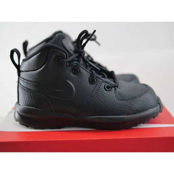Nike Manoa Black Leather Boots Hi Top Shoes BQ5374-001 Toddler Size 10C