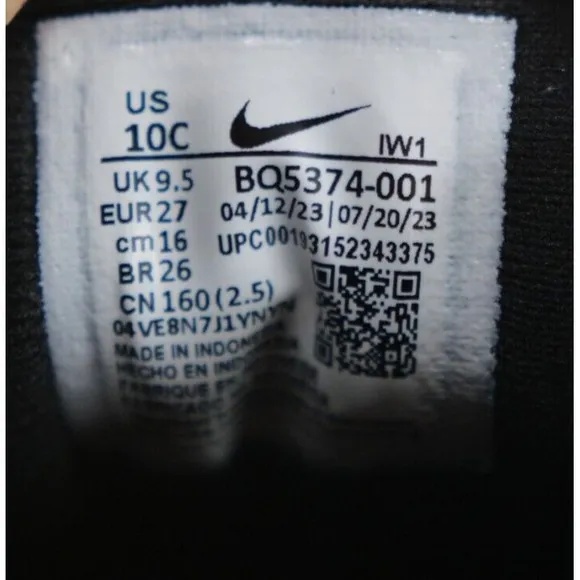 Nike Manoa Black Leather Boots Hi Top Shoes BQ5374-001 Toddler Size 10C