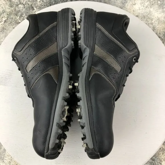 Nike Men's 12 Air Tour Saddle Black Leather Lace-Up Golf Sneakers 418535-001