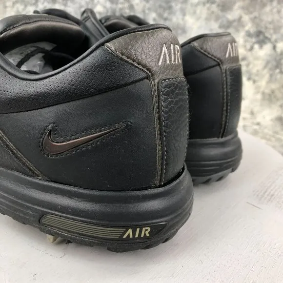 Nike Men's 12 Air Tour Saddle Black Leather Lace-Up Golf Sneakers 418535-001
