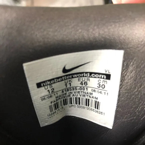 Nike Men's 12 Air Tour Saddle Black Leather Lace-Up Golf Sneakers 418535-001
