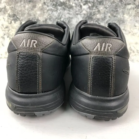Nike Men's 12 Air Tour Saddle Black Leather Lace-Up Golf Sneakers 418535-001