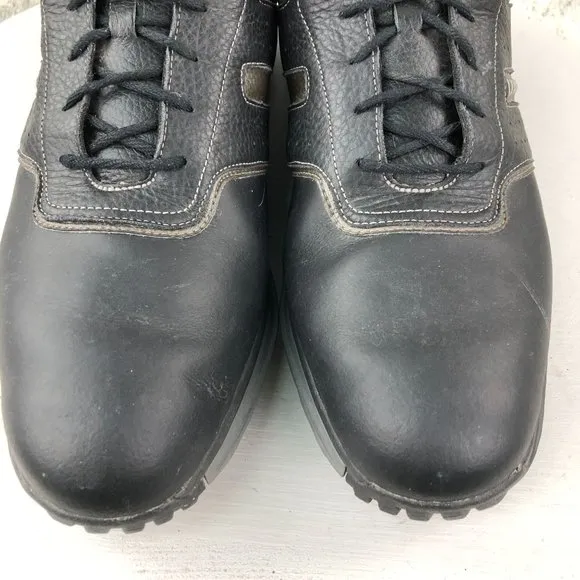 Nike Men's 12 Air Tour Saddle Black Leather Lace-Up Golf Sneakers 418535-001