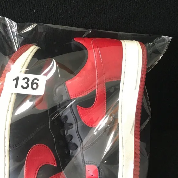 Nike Mens Air Force 1 Low Bred 820266-009 Red Black Lace Up Sneaker Shoes Size 8
