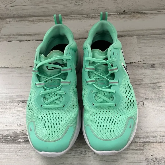 Nike Men’s Size 10 Miler React Running Shoes Lace Up In Sea Green/White