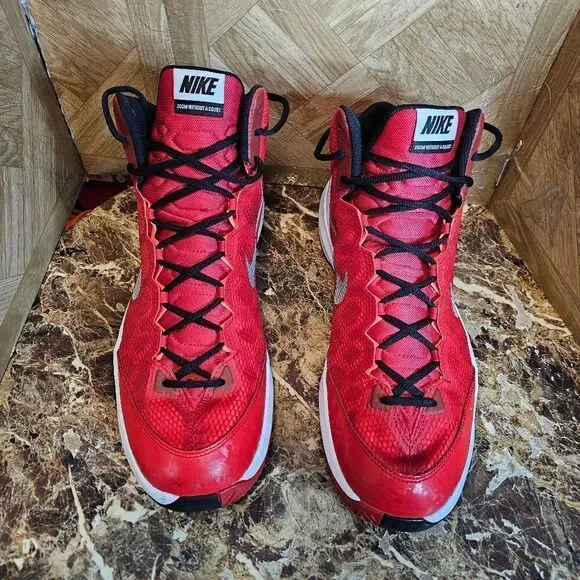 Nike men's Zoom Without a Doubt classic red basketball shoes  size 14.     394