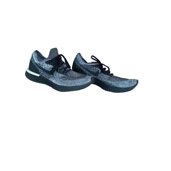 Nike Mens Gray &amp; Black Lace Up Epic React Flyknit Running Shoes Size 11