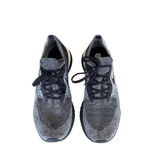 Nike Mens Gray &amp; Black Lace Up Epic React Flyknit Running Shoes Size 11