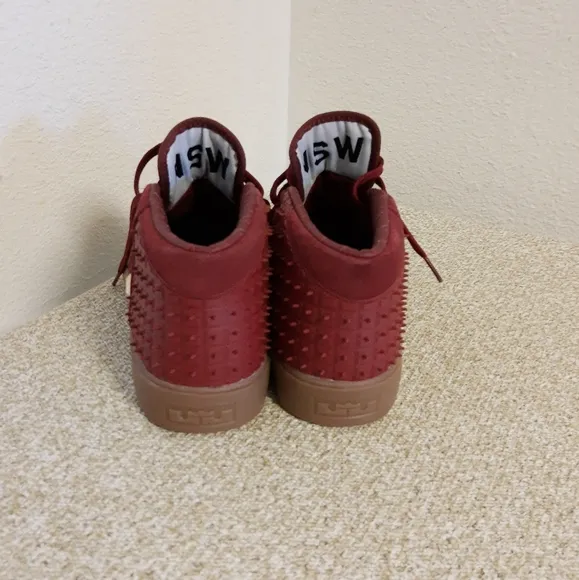 Nike NSW Dark Red Spiked Leather Suede Sneakers