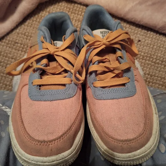 Nike Orange and Blue Sneakers with Low-Top Design