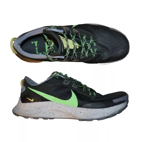 Nike Pegasus Trail 3 Men's Running Shoes Size 14 Black/Green Strike DA8697-004