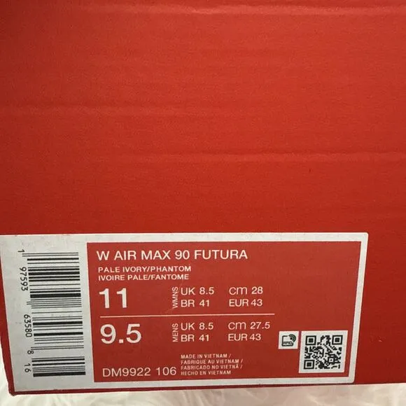 Nike W Air Max 90 Futura Women's Shoes Sz 11- Men's 9.5 Ivory Casual DM9922-106
