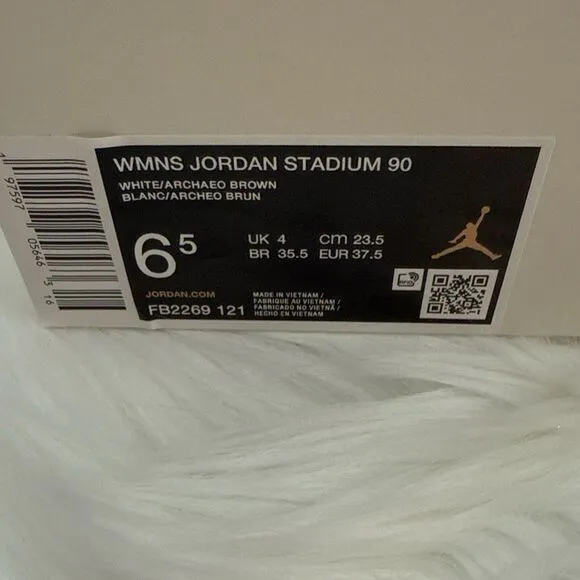 Nike Wmns Jordan Stadium 90 White Brown Women Casual Shoes Size 6.5 FB2269-121