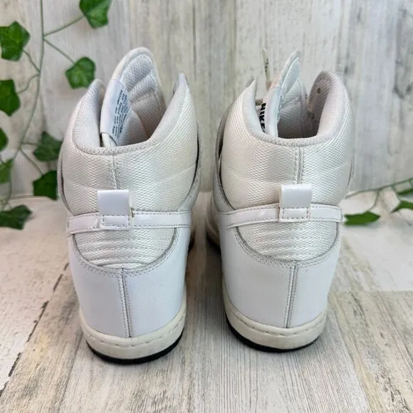 NIKE Womens US 8 Dunk Sky Hi TRIPLE WHITE Hidden Heel Wedge Shoes