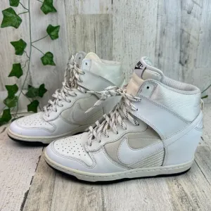 NIKE Womens US 8 Dunk Sky Hi TRIPLE WHITE Hidden Heel Wedge Shoes