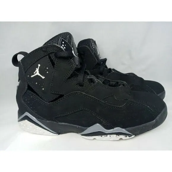 Nike Air Jordan  true flight 343796-010 Youth Size 1Y Black Suede Sneakers