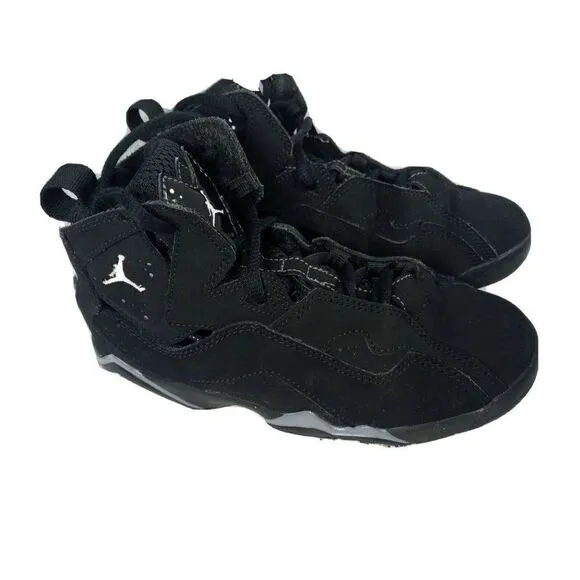 Nike Air Jordan  true flight 343796-010 Youth Size 1Y Black Suede Sneakers